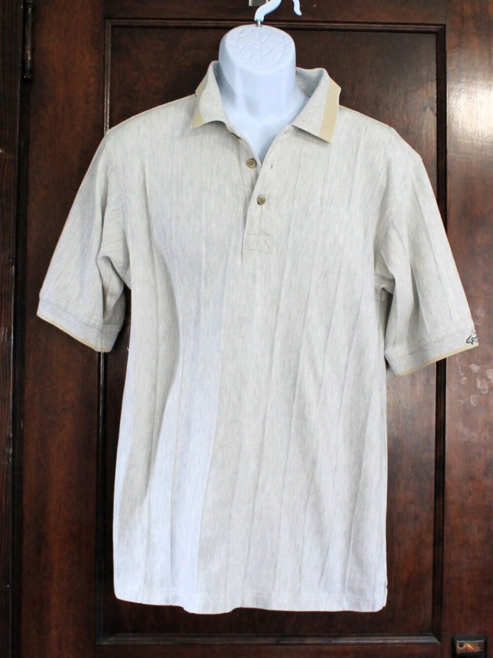 Greg Norman Collection 100% Cotton Polo Heathered Cream, Medium